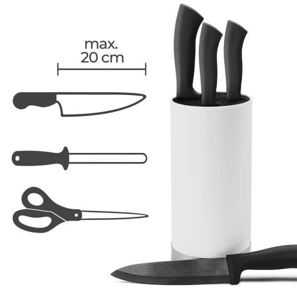 100528A - Messerblock mit Borsteneinsatz für den universellen Einsatz aus recyceltem Kunststoff in weiß - für Messer, Schere und Wetzstab bis 20 cm