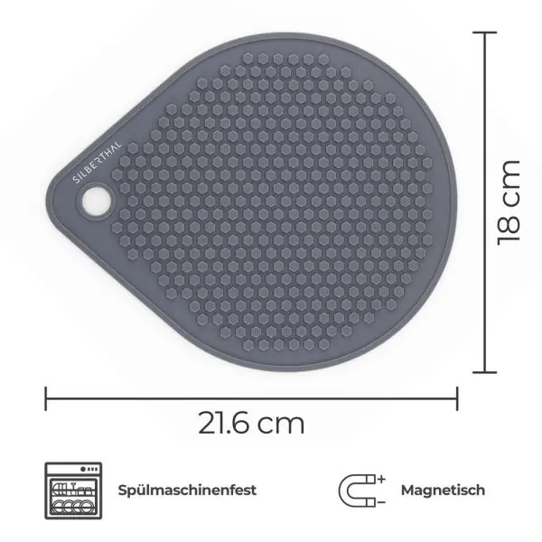 100529 - Magnetischer Topfuntersetzer für Induktionstöpfe und -Pfannen aus rutschfestem Silikon - Maße