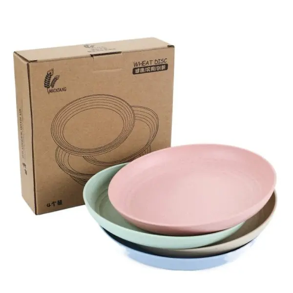 103313-Picknickset L aus Weizengras für 4 Personen und wiederverwendbar - Teller