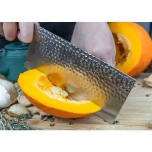 102905-Japanisches Hackbeil 19 cm aus hochwertigem 440C-Edelstahl - beim Kürbisschneiden
