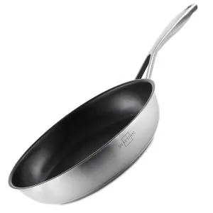 100542B-Beschichtete Induktionspfanne aus Edelstahl 28 cm für fettarmes Kochen