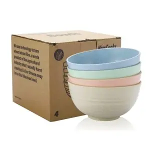 103313-Picknickset L aus Weizengras für 4 Personen und wiederverwendbar - Schalen