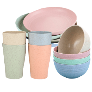 103312-Picknickset aus Weizengras für 4 Personen und wiederverwendbar