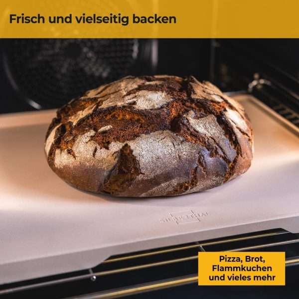 100543-Rechteckiger Pizzastein für Backofen & Grill und für 28 cm Pizzen - auch für Brot und Gebäck