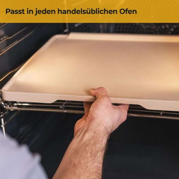 100543-Rechteckiger Pizzastein für Backofen & Grill und für 28 cm Pizzen - für jeden handelsüblichen Ofen