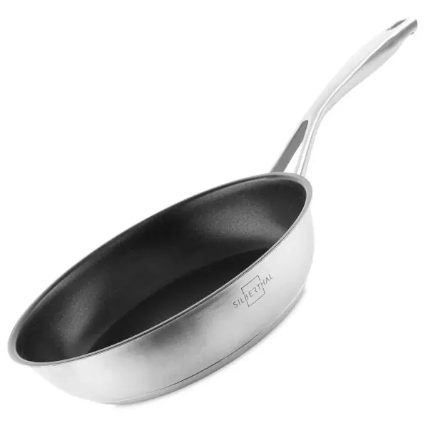 100542A-Beschichtete Induktionspfanne aus Edelstahl 24 cm für fettarmes Kochen