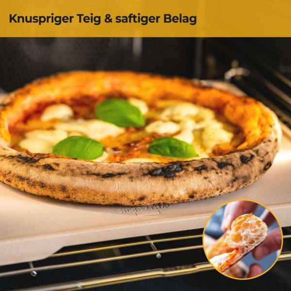 100543-Rechteckiger Pizzastein für Backofen & Grill und für 28 cm Pizzen - knuspriger Teig