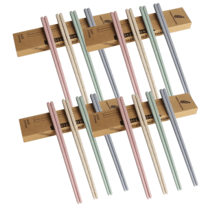 103302-Set Essstäbchen aus Weizengras mit 16 Paar. Wiederverwendbar und nachhaltig.