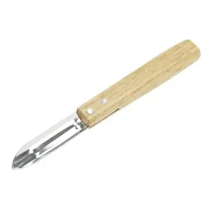 103122-Holz-Gemüseschäler mit Spitze und Holzgriff aus Holz und Edelstahl