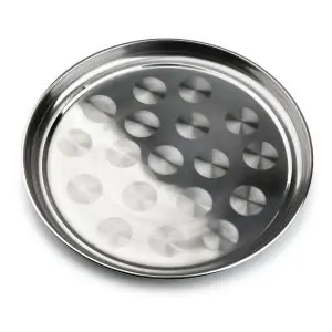 103419A-Rundes Serviertablett aus Edelstahl mit 29,5 cm Durchmesser