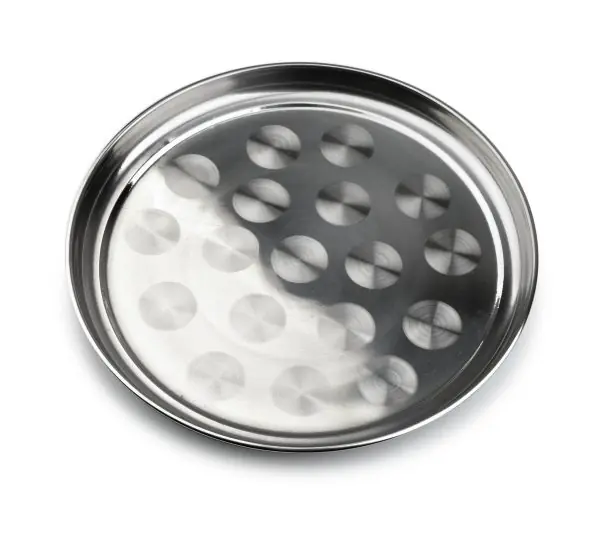103419A-Rundes Serviertablett aus Edelstahl mit 29,5 cm Durchmesser