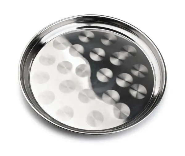 103419B-Rundes Serviertablett aus Edelstahl mit 34,5 cm Durchmesser