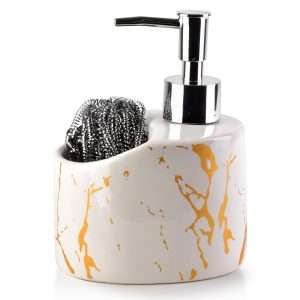 103413-Keramik-Seifenspender mit Stahlwolle für 300 ml Flüssigseife