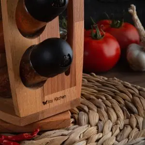 103609-Rotierendes Gewürzregal mit 6 Gläser. Handgemacht und aus FSC-zertifiziertem Holz - mit Gewürzen