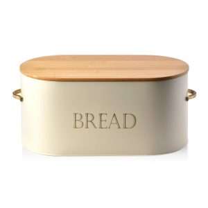 103403A-Brotkasten mit Holzdeckel mit den Maßen 37, 5 x 19 x 16, 5 cm in schwarz