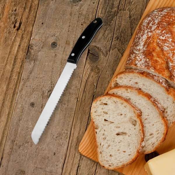 103106-Brotmesser 31 cm mit gezackter Klinge und aus Edelstahl & genietetem Kunststoffgriff POM - mit Brot
