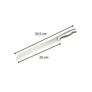 103120-Profi-Brotmesser 33 cm aus einem Stück japanischem Edelstahl und mit Wellenschliff - Maße