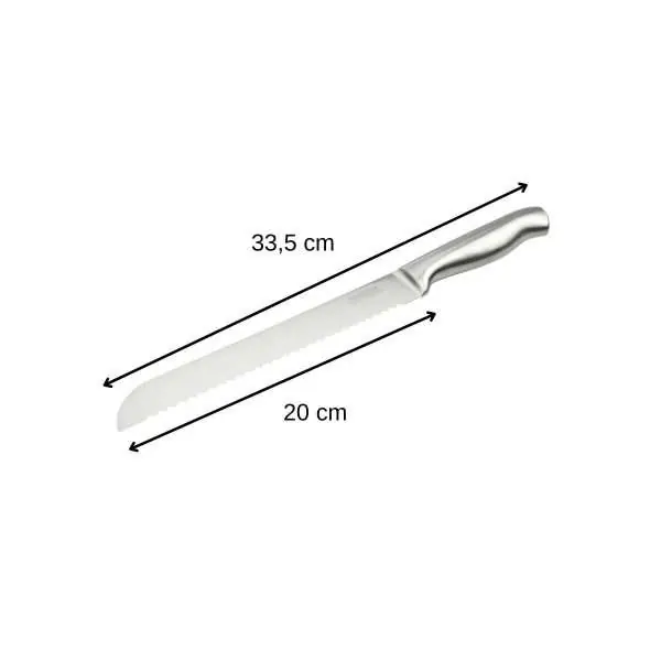 103120-Profi-Brotmesser 33 cm aus einem Stück japanischem Edelstahl und mit Wellenschliff - Maße