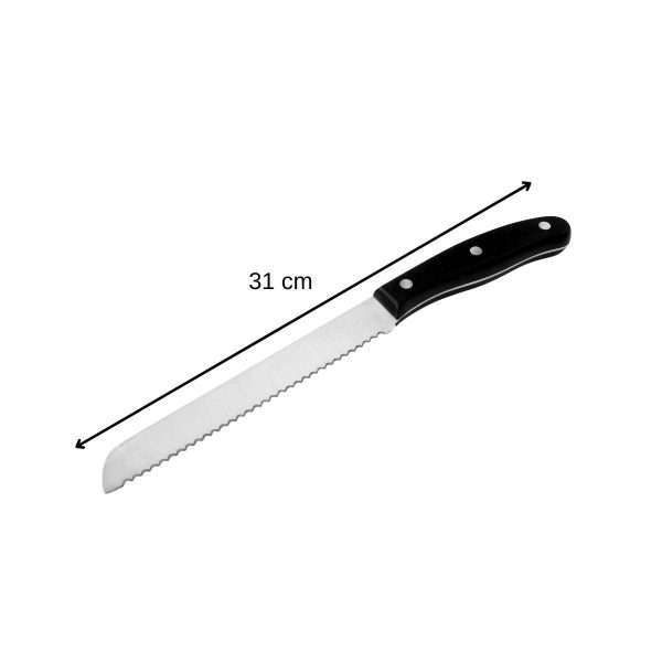 103106-Brotmesser 31 cm mit gezackter Klinge und aus Edelstahl & genietetem Kunststoffgriff POM - Maße