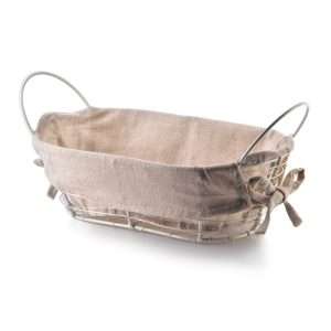 103410A-Brotkorb aus Metall mit Stoff und mit 2 Griffen in creme