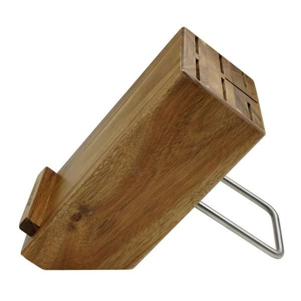 103114-Messerblock mit Tablet-Halter zum Organisieren und Aufbewahren der Küchenmesser aus FSC-Akazienholz