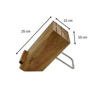 103114-Messerblock mit Tablet-Halter zum Organisieren und Aufbewahren der Küchenmesser aus FSC-Akazienholz - Maße