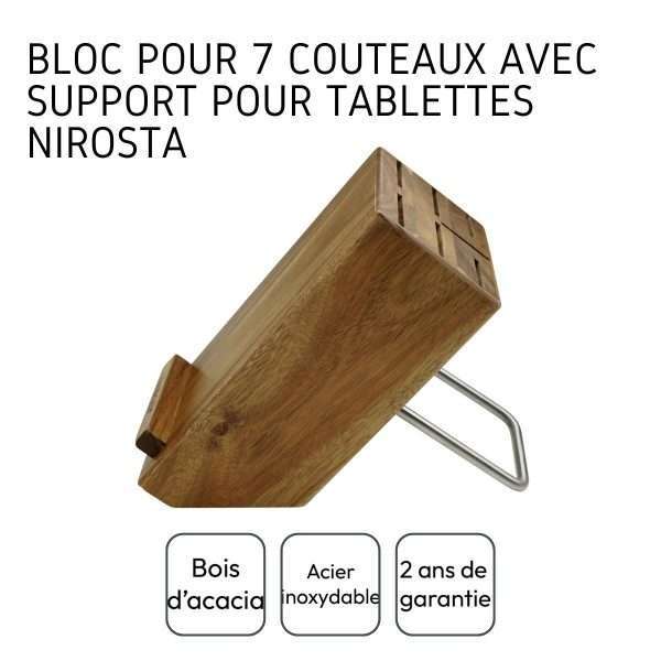 103114-Messerblock mit Tablet-Halter zum Organisieren und Aufbewahren der Küchenmesser aus FSC-Akazienholz - Angaben