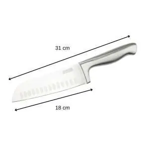103118-Profi-Santokumesser-31 cm aus einem Stück japanischem Edelstahl mit Kullenschliff gegen Anhaften - Maße