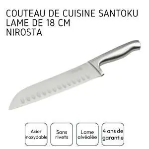 103118-Profi-Santokumesser-31 cm aus einem Stück japanischem Edelstahl mit Kullenschliff gegen Anhaften - Angaben