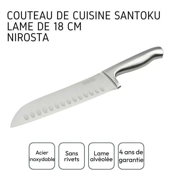103118-Profi-Santokumesser-31 cm aus einem Stück japanischem Edelstahl mit Kullenschliff gegen Anhaften - Angaben