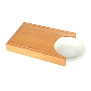 103603-Holzschneidebrett mit Auffangschale aus FSC-Holz und Porzellan