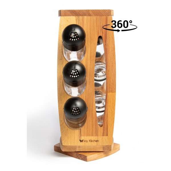 103609-Rotierendes Gewürzregal mit 6 Gläser. Handgemacht und aus FSC-zertifiziertem Holz