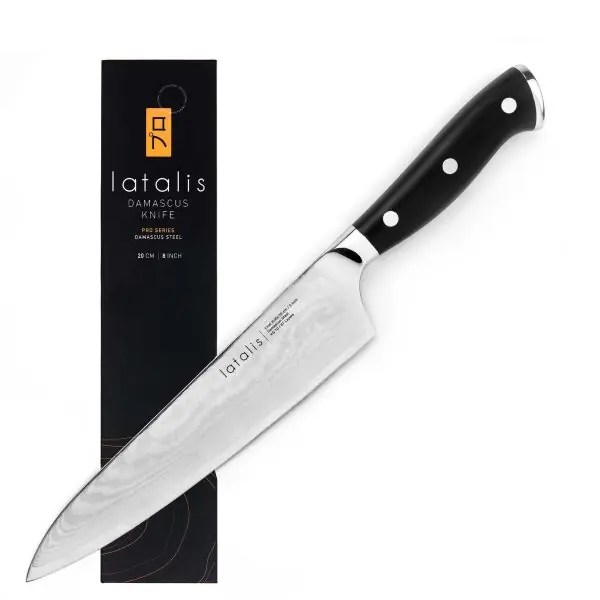 103706-Damastmesser mit einer 20 cm Klinge und aus 67 Lagen Damaszenerstahl VG10 - Messer mit Verpackung