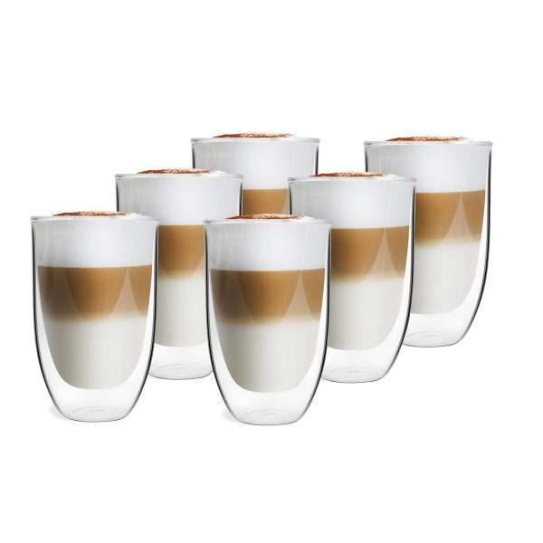 103509-Set doppelwandige Gläser 350 ml aus 6 Stück - Set mit Kaffee