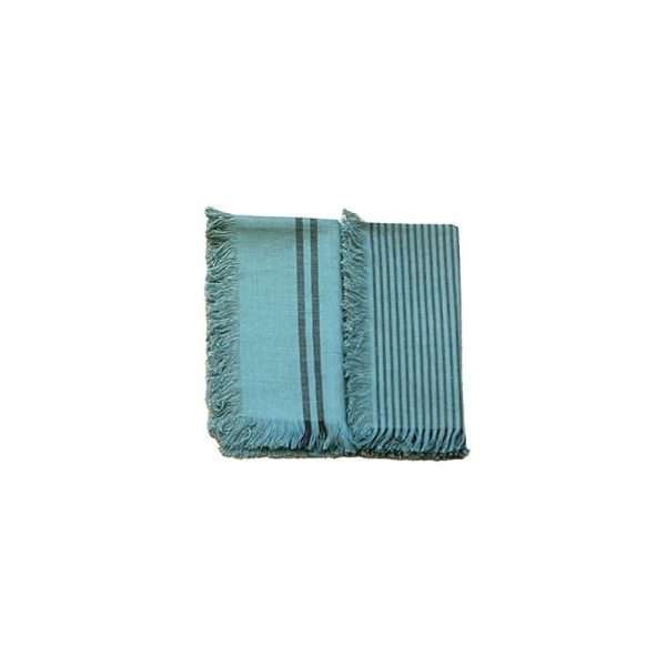 103806D-Serviettenset aus Baumwolle bestehend aus 4 Stück und teilweise handgefertigt in blau