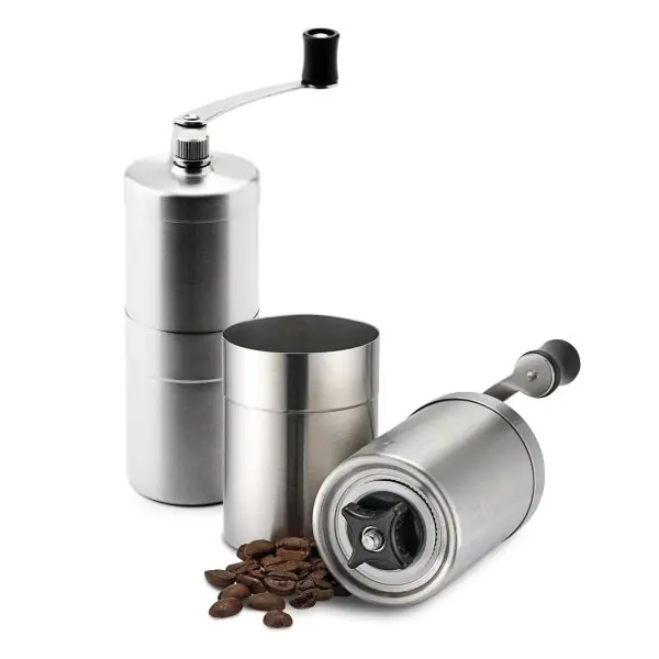 1003B33 - Camping Kaffeemühle mit Keramikmahlwerk aus Edelstahl, sehr kompaktes Design für Reisen und unterwegs