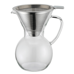 1003B35-Pour Over Kaffeebereiter mit ultrafeinem doppellagigem Edelstahlfilter und Glaskaraffe