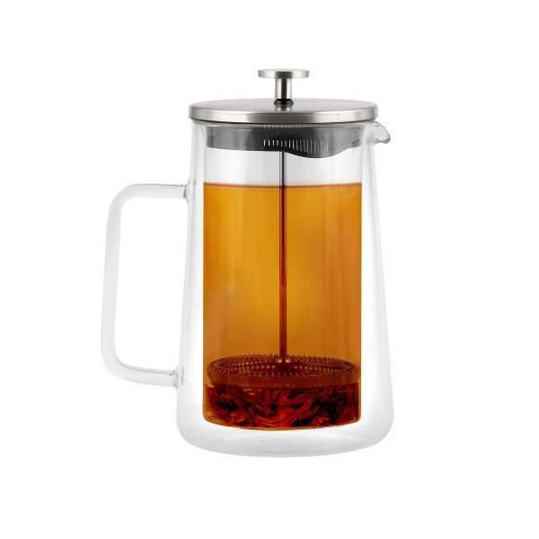 103518A-Doppelwandige French Press 1000ml silber - mit Tee