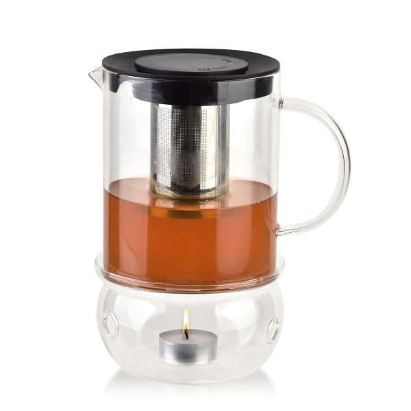 103431-Teekanne mit Stövchen aus Glas 1100ml - mit Tee