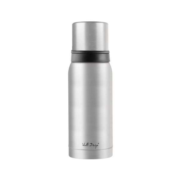 103515A-Thermoskanne mit 2 Bechern stahl matt